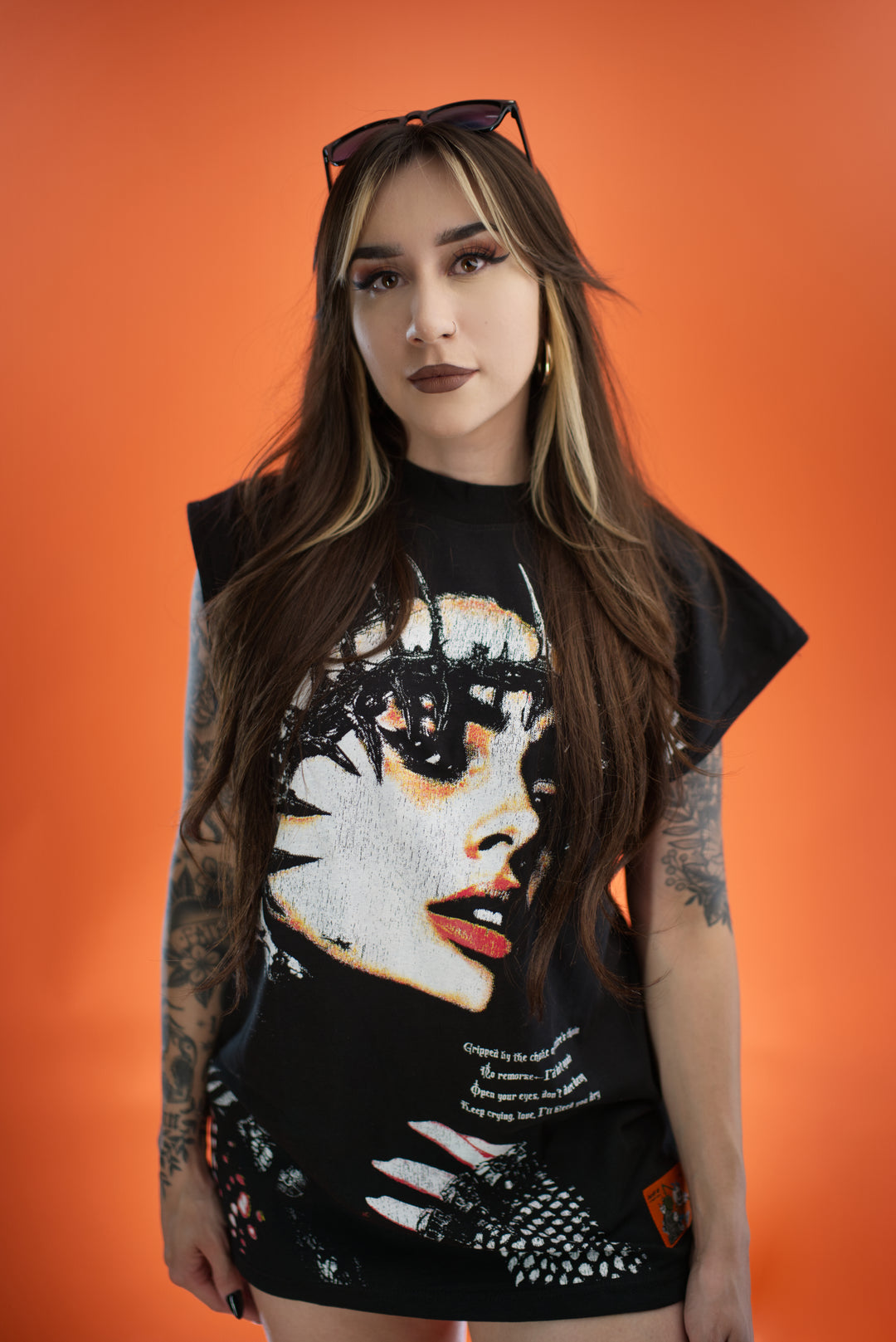 hell and company hell & co black coven muscle t shirt black front female