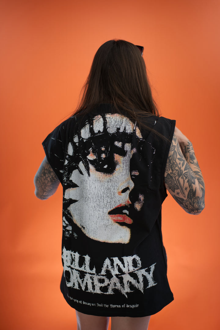 hell and company hell & co black coven muscle t shirt black back female