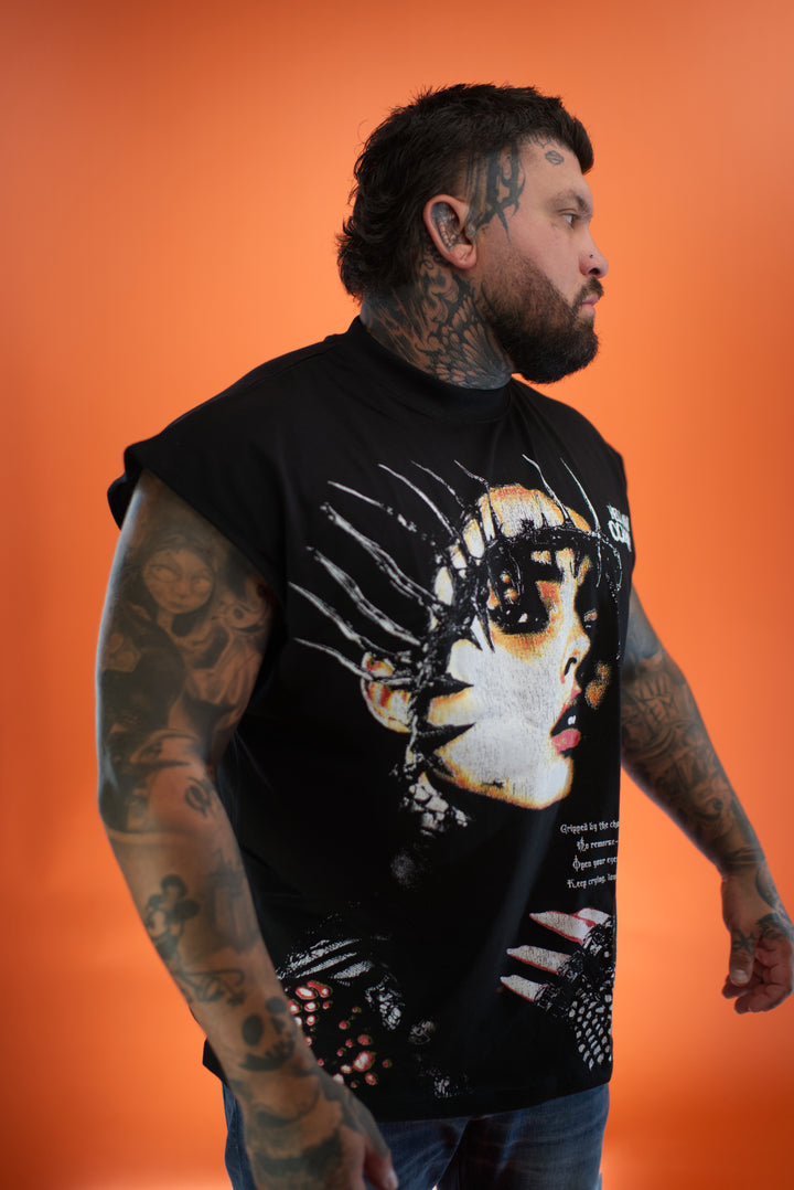 hell and company hell & co black coven muscle t shirt black front