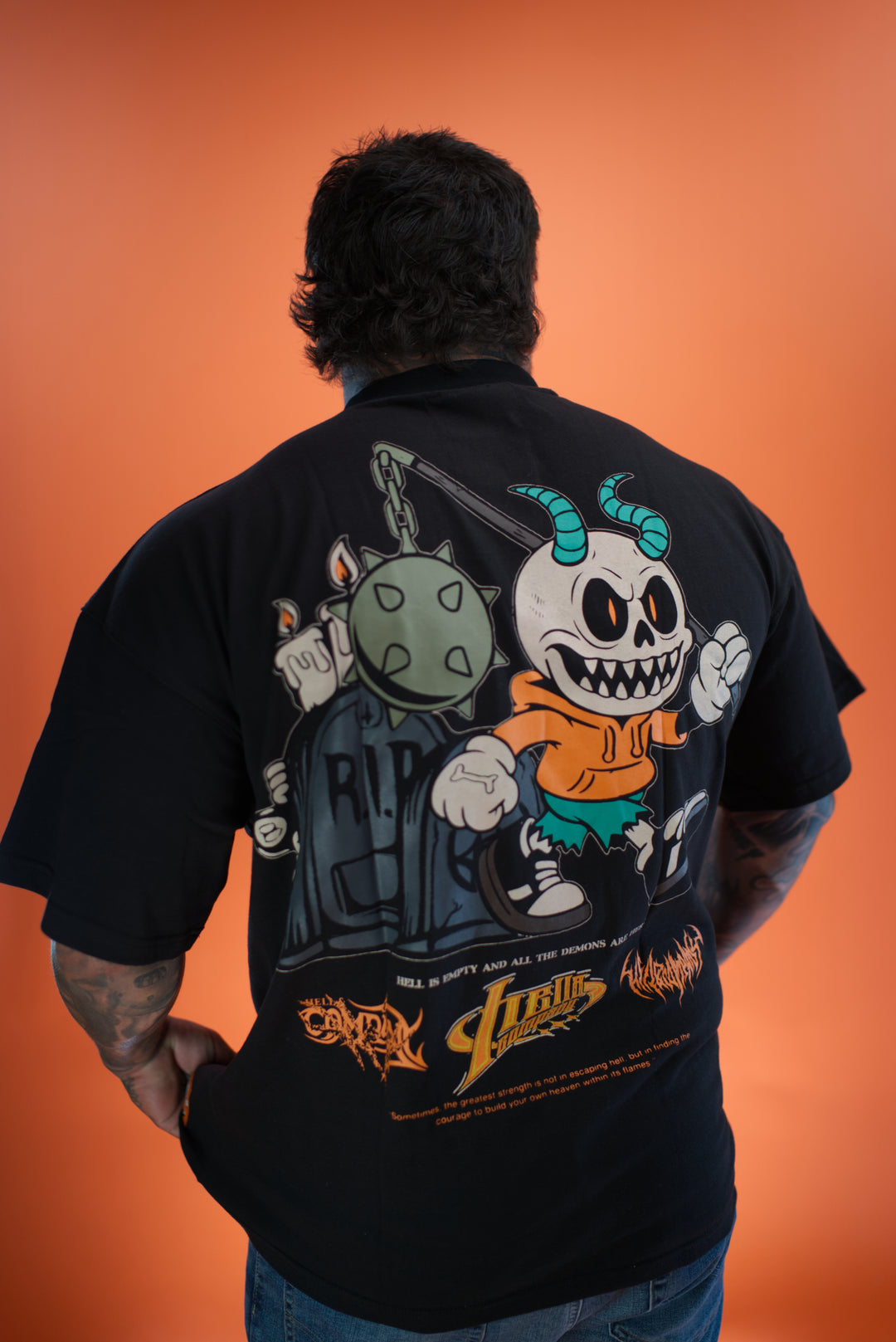 hell and company hell & co grave yard run hell scout t shirt black back