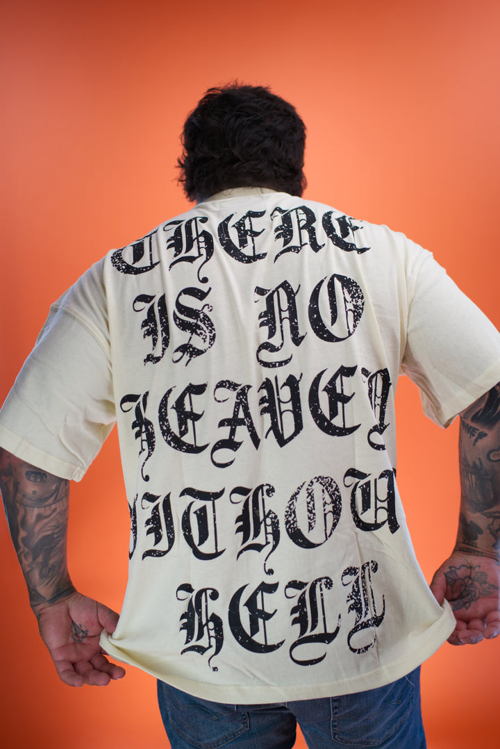 hell and company hell & co necessary evil t shirt cream back male