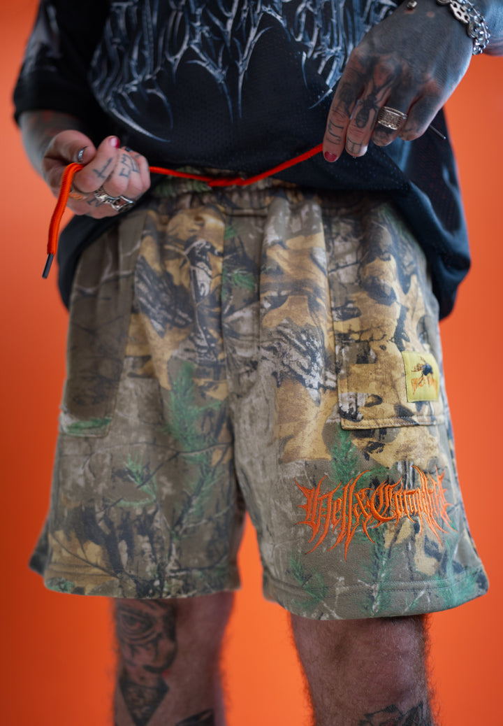 Hell and Comapny hell & co Camouflage shorts with orange drawstring 