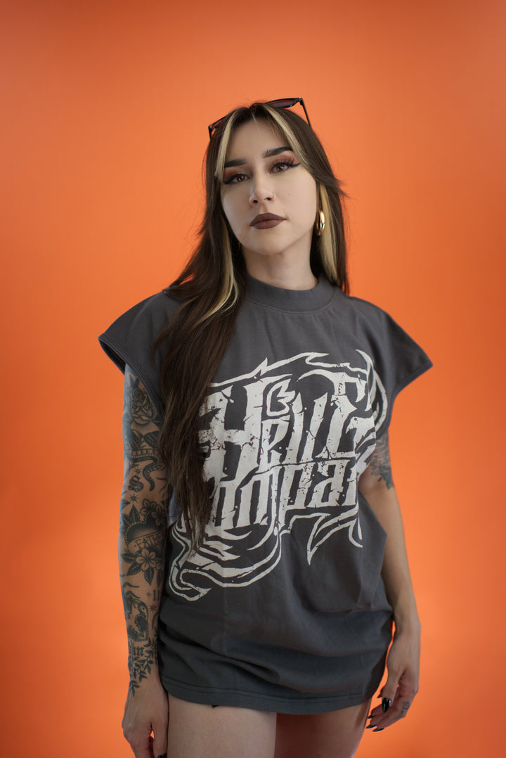 hell and company hell & co sinister muscle t shirt grey front female