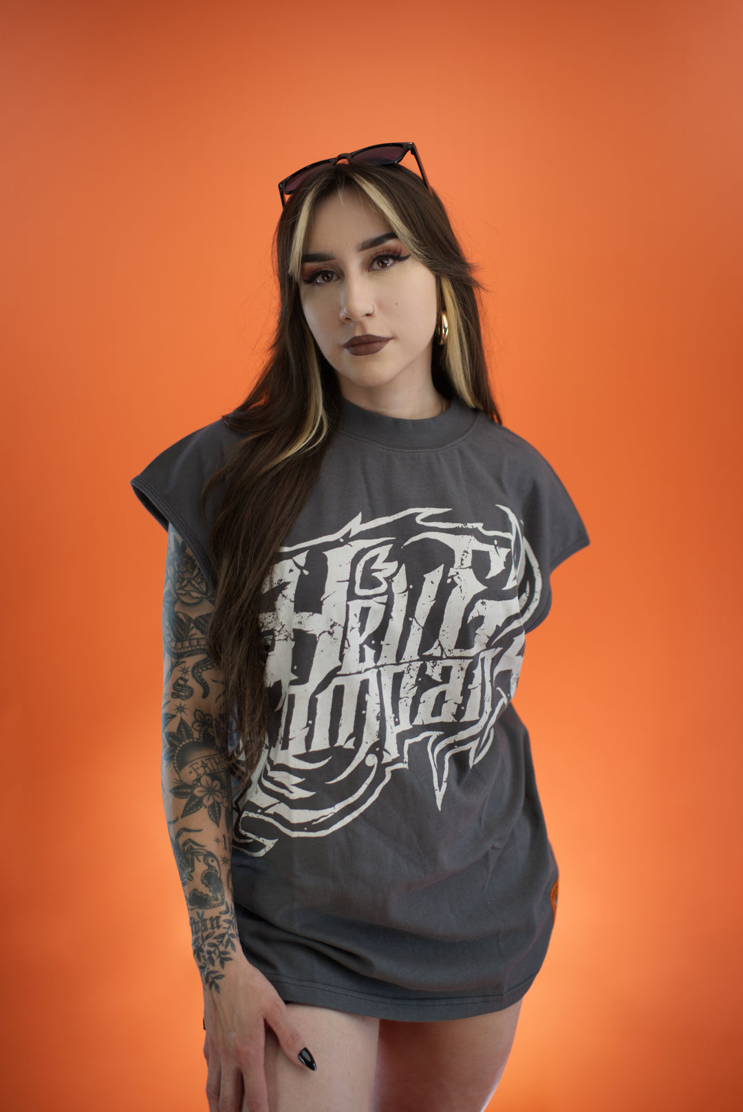 hell and company hell & co sinister muscle t shirt grey